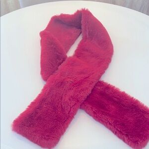 INC Faux Fur Scarf in Rich Pink